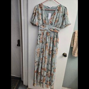 Baltic Born Ardley Maxi Sage Floral Dress Size L Brand New